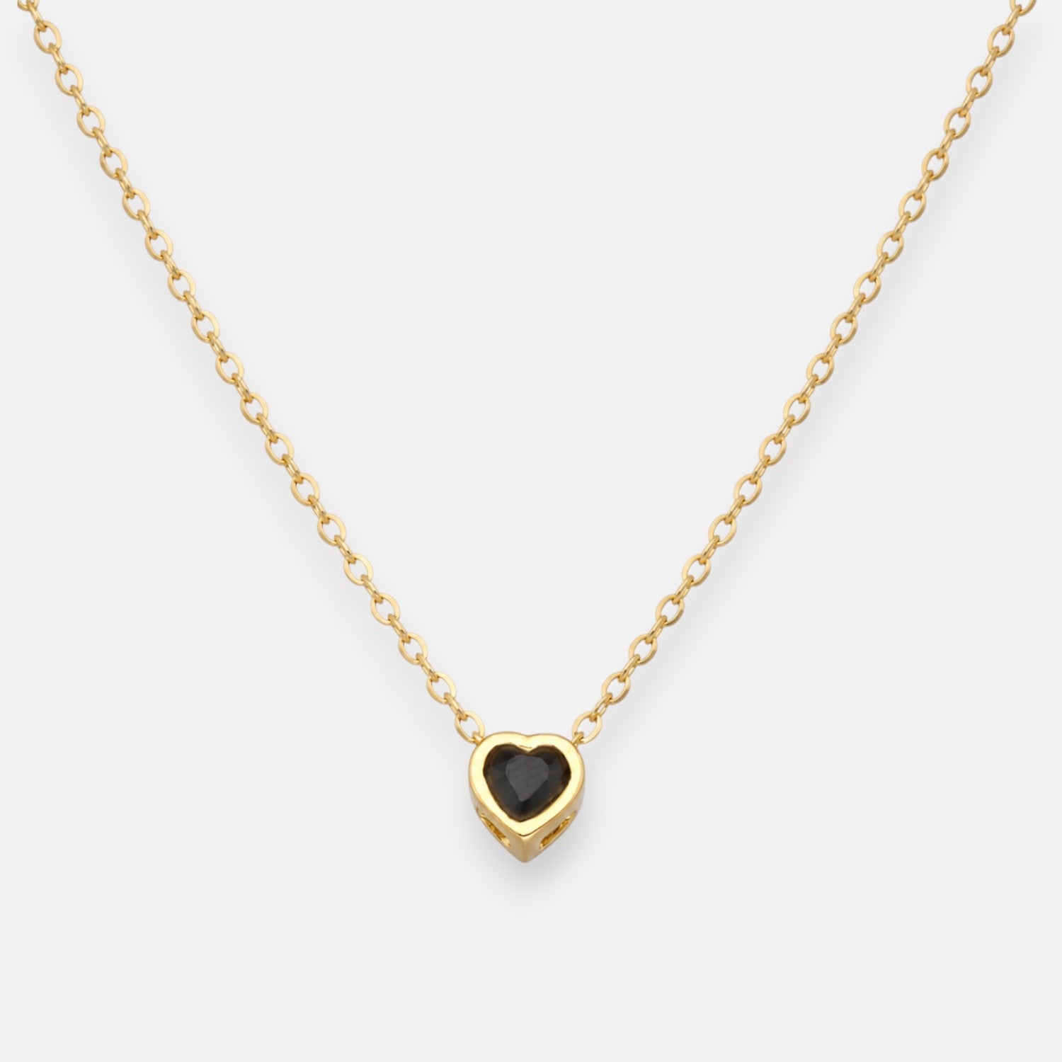 Collar Corazón Circón Ónix 5 mm