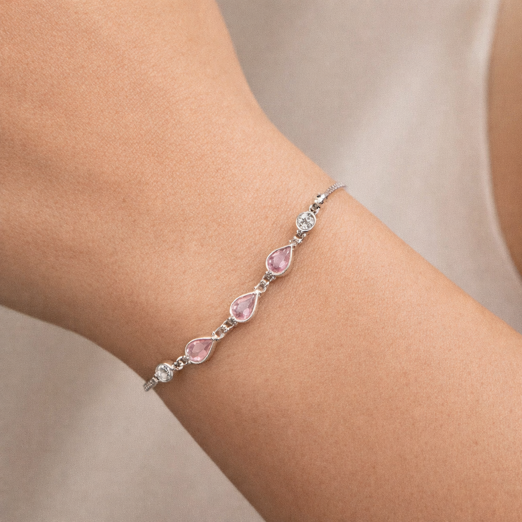 Pulsera Veneciana Gotas Circones Rosa Francia