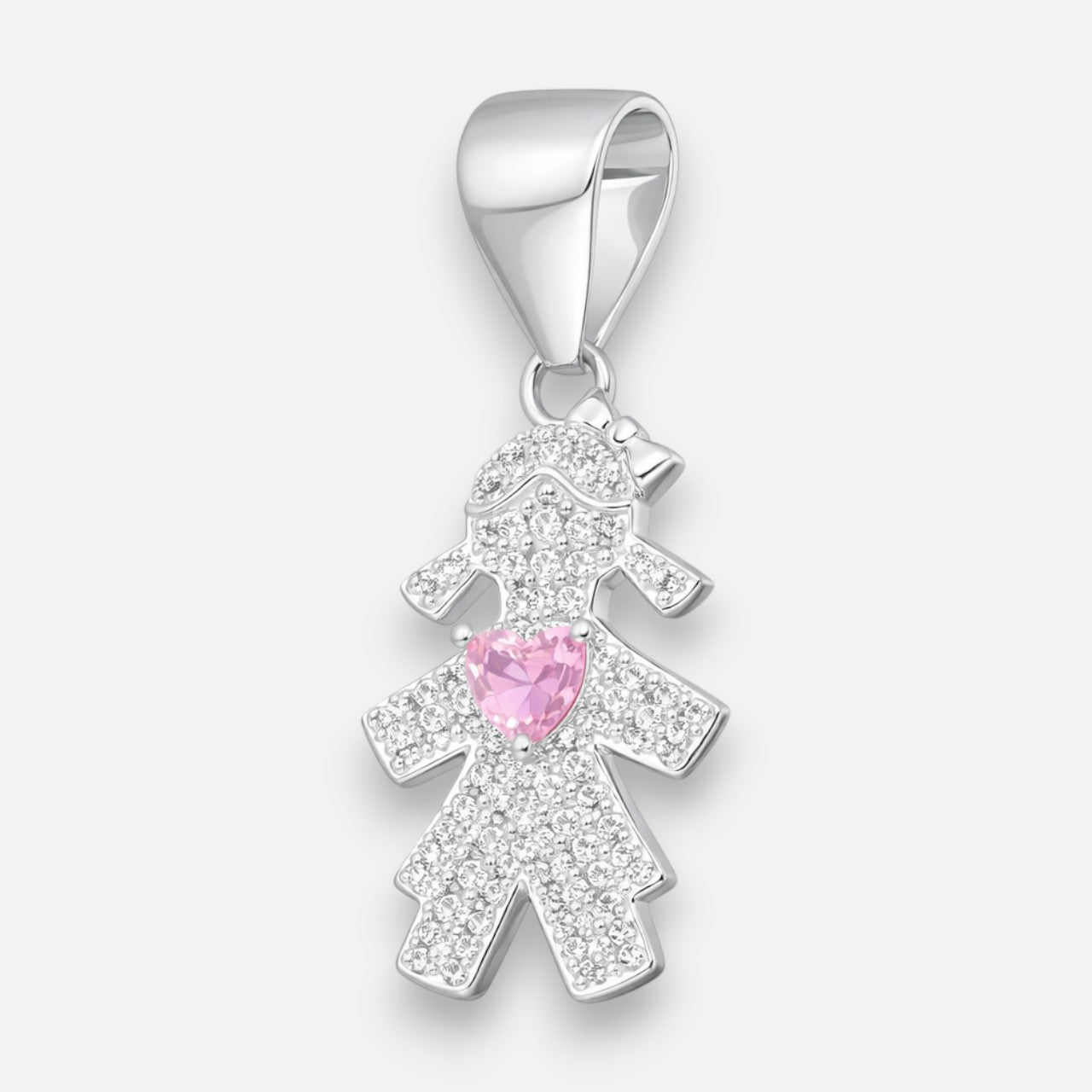 Colgante Niña Corazón Circón Rosa Francia