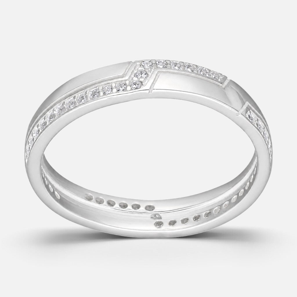 Anillo Cintillo con Circones en Zigzag