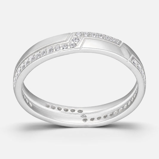 Anillo Cintillo con Circones en Zigzag