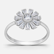 Anillo Flor Circones Baguette