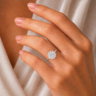 Anillo Flor Circones Baguette