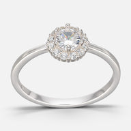 Anillo Flor Circón Halo