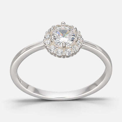 Anillo Flor Circón Halo