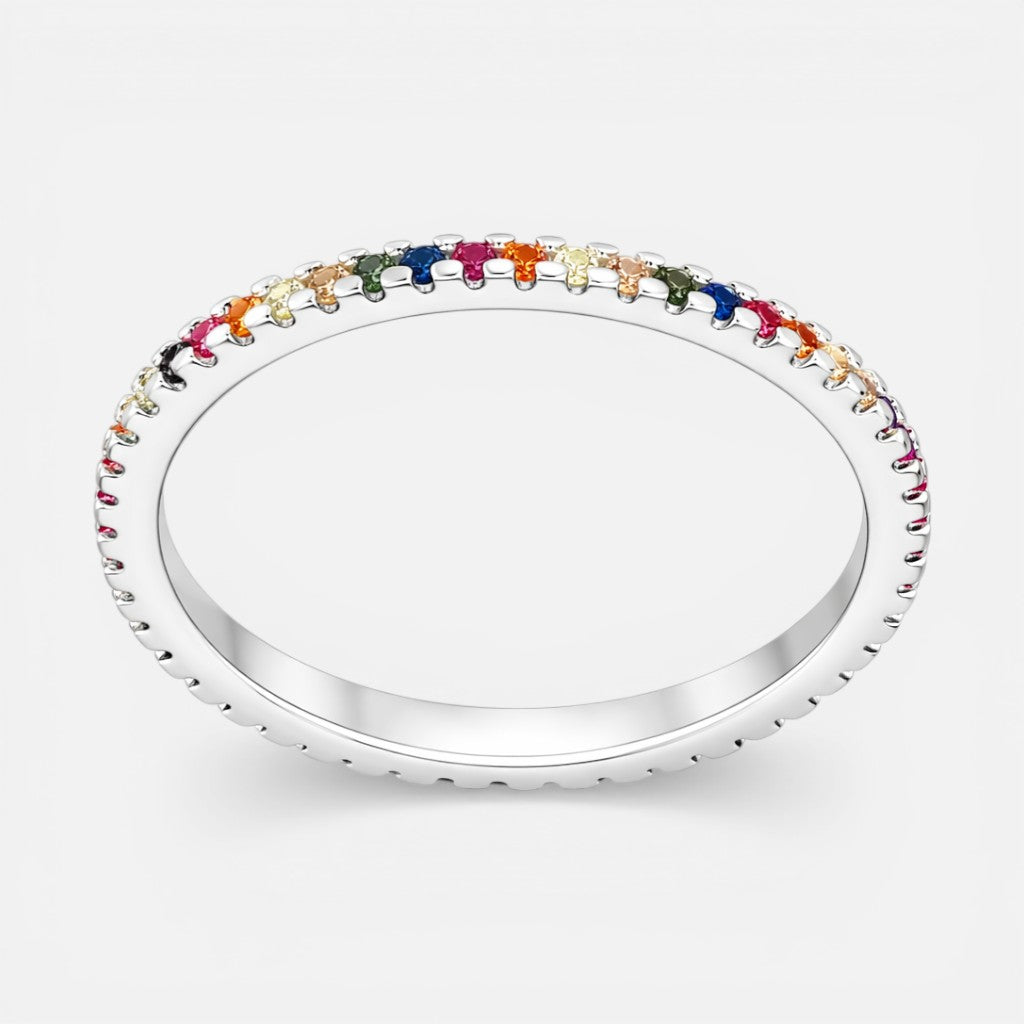 Anillo Cintillo Sin Fin Circones Multicolor