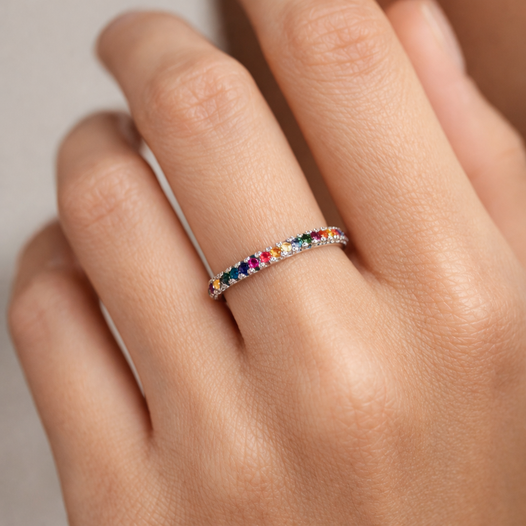 Anillo Cintillo Sin Fin Circones Multicolor