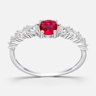 Anillo Cintillo Circón Rubí