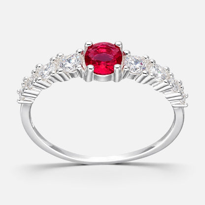 Anillo Cintillo Circón Rubí