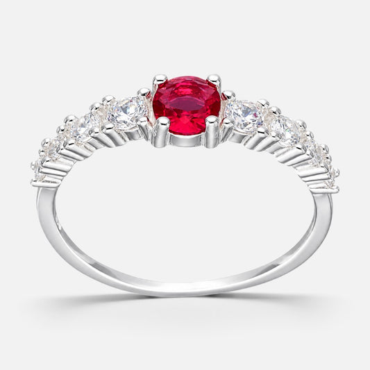 Anillo Cintillo Circón Rubí