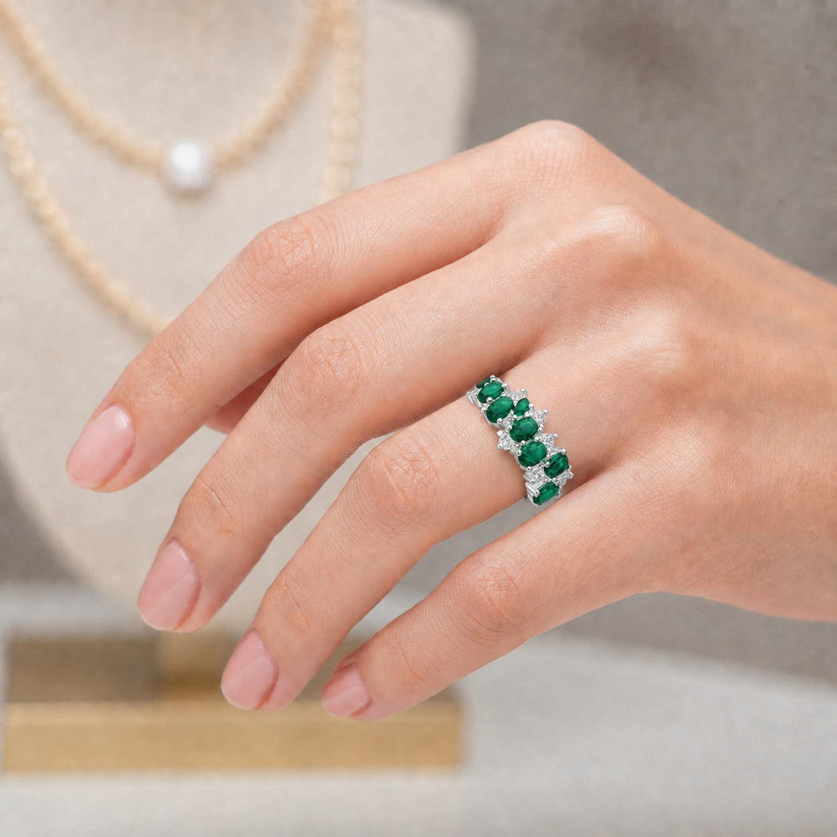 Anillo Ovalos Esmeralda Circones