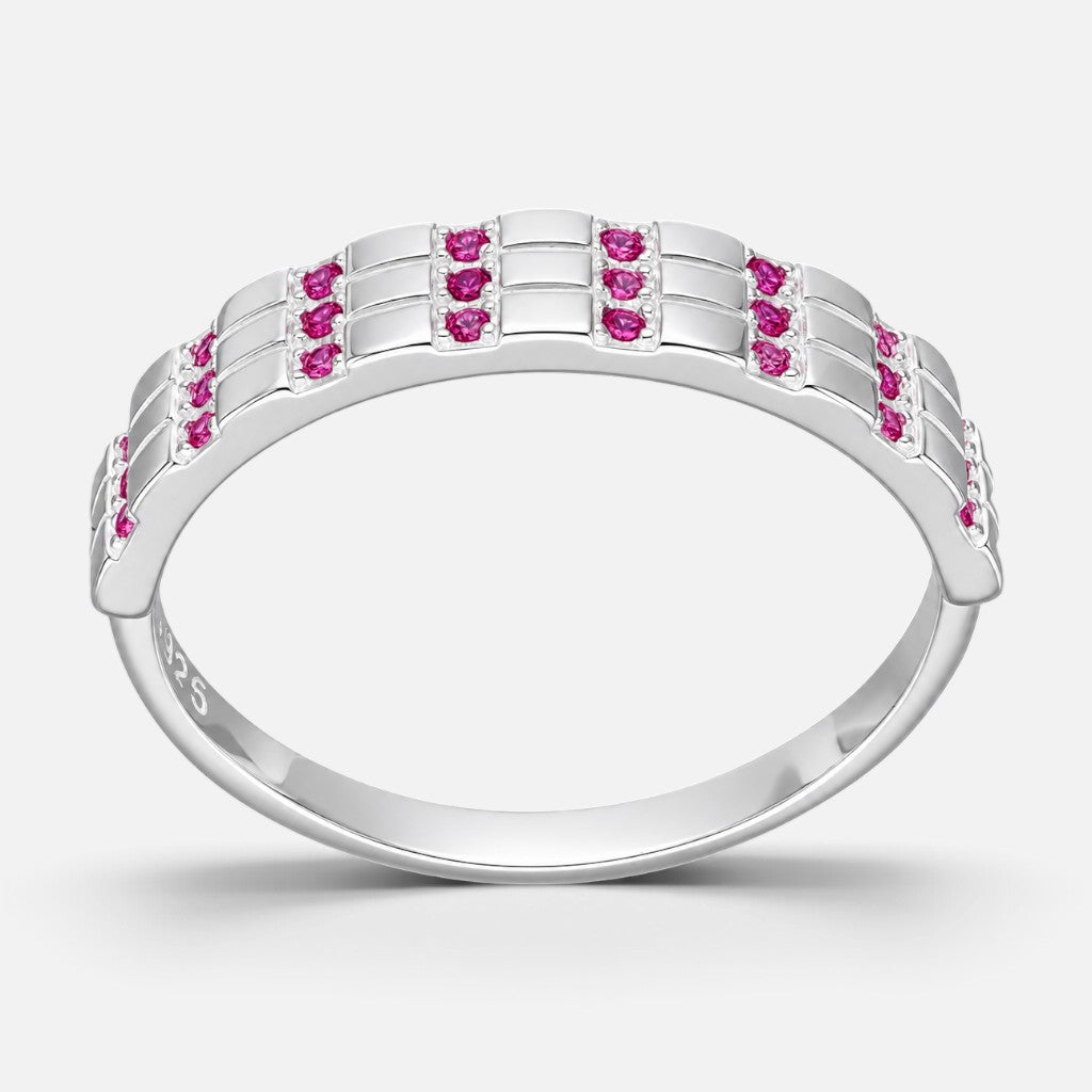 Anillo Cintillo Circones Rubí
