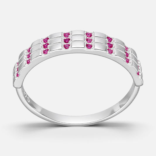 Anillo Cintillo Circones Rubí