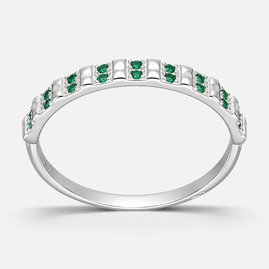 Anillo Cintillo Circones Esmeralda
