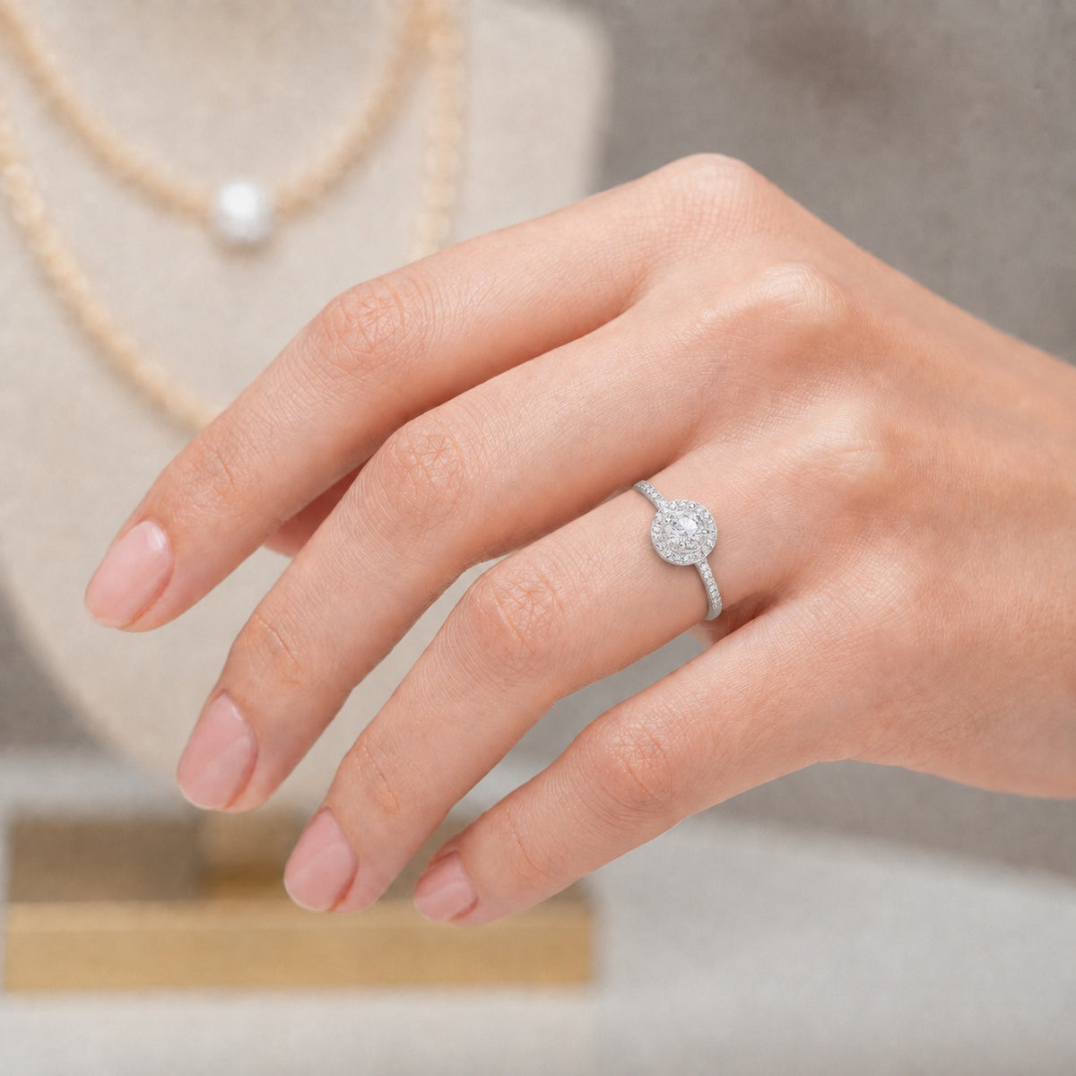 Anillo Circon Solitario Halo