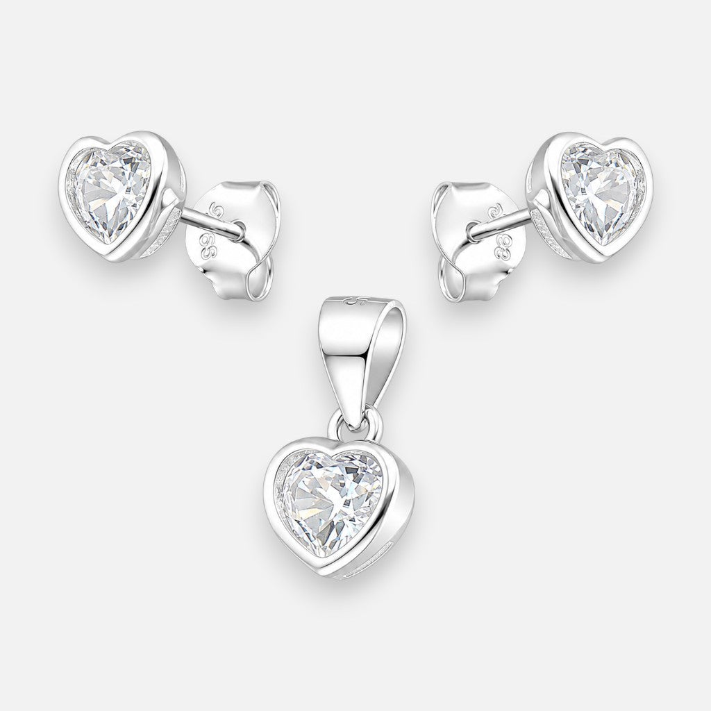 Conjunto Corazón Circón 6x6 mm