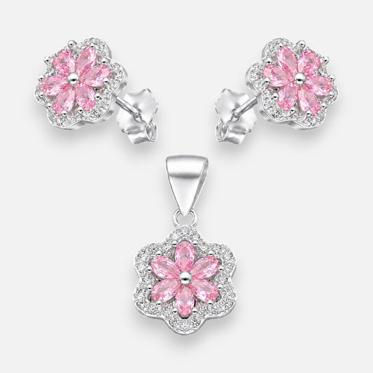 Conjunto Flor Circones Rosa Francia