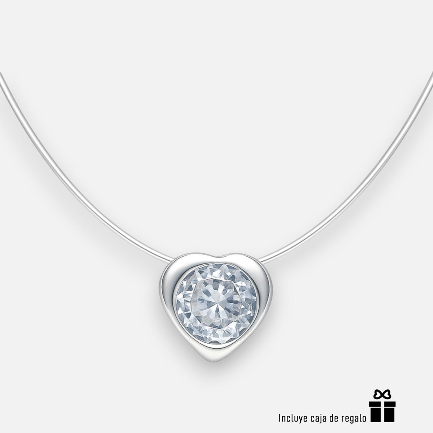 Collar Fantasma Corazón Circón Punto de Luz