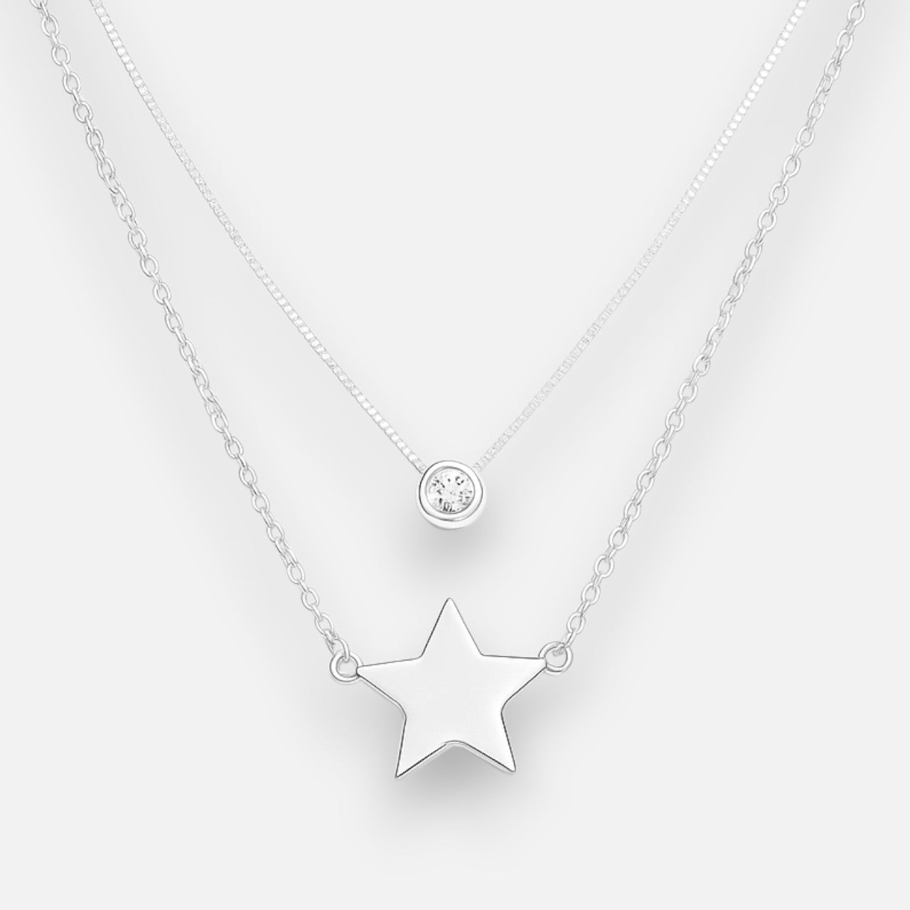 Collar Doble Circón Punto de Luz Estrella