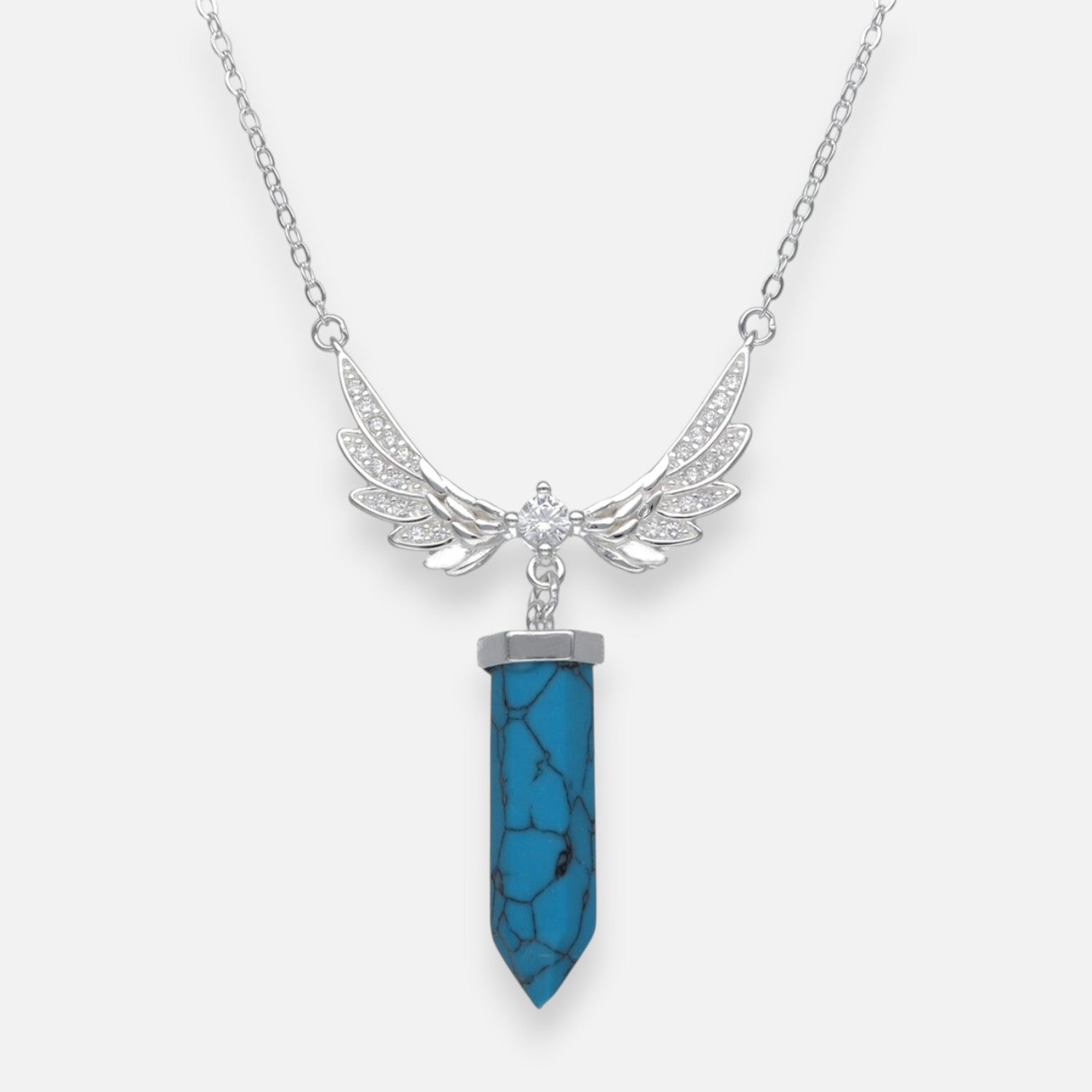 Collar Cuarzo Turquesa Alas de Ángel Circones