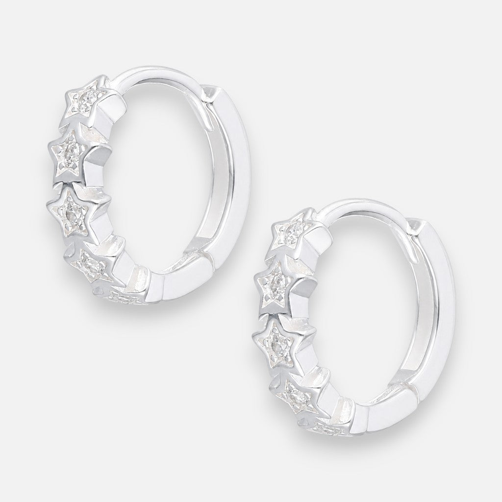 Argolla Huggie Estrellas Circones 15 mm