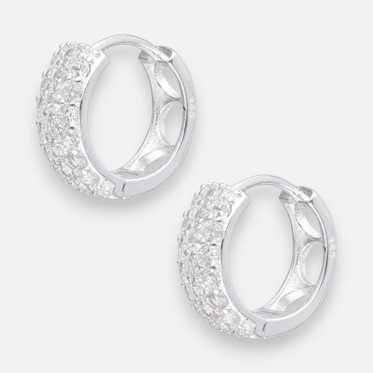 Argolla Huggie Circones Pavé 13 mm