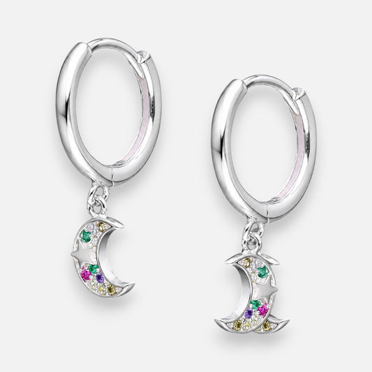 Argollas Huggie Media Luna Estrella Circones Multicolor 12 mm