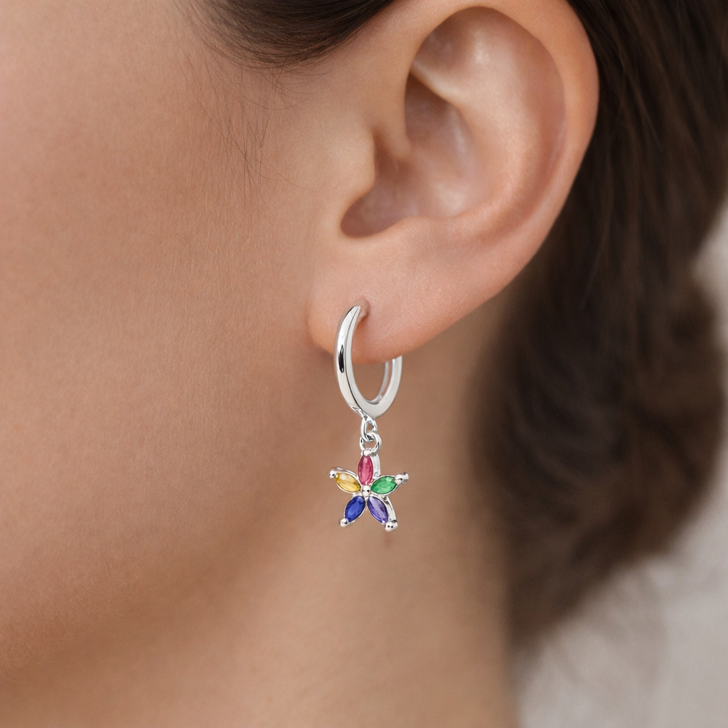 Argolla Flor Circones Multicolor 12 mm