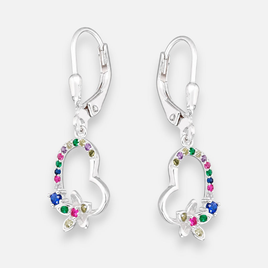 Aro Clip Corazón Flor Circones Multicolor