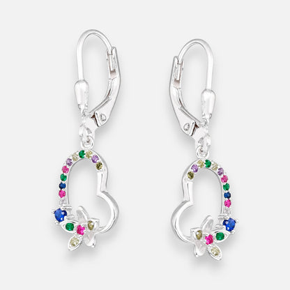 Aro Clip Corazón Flor Circones Multicolor