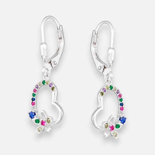 Aro Clip Corazón Flor Circones Multicolor