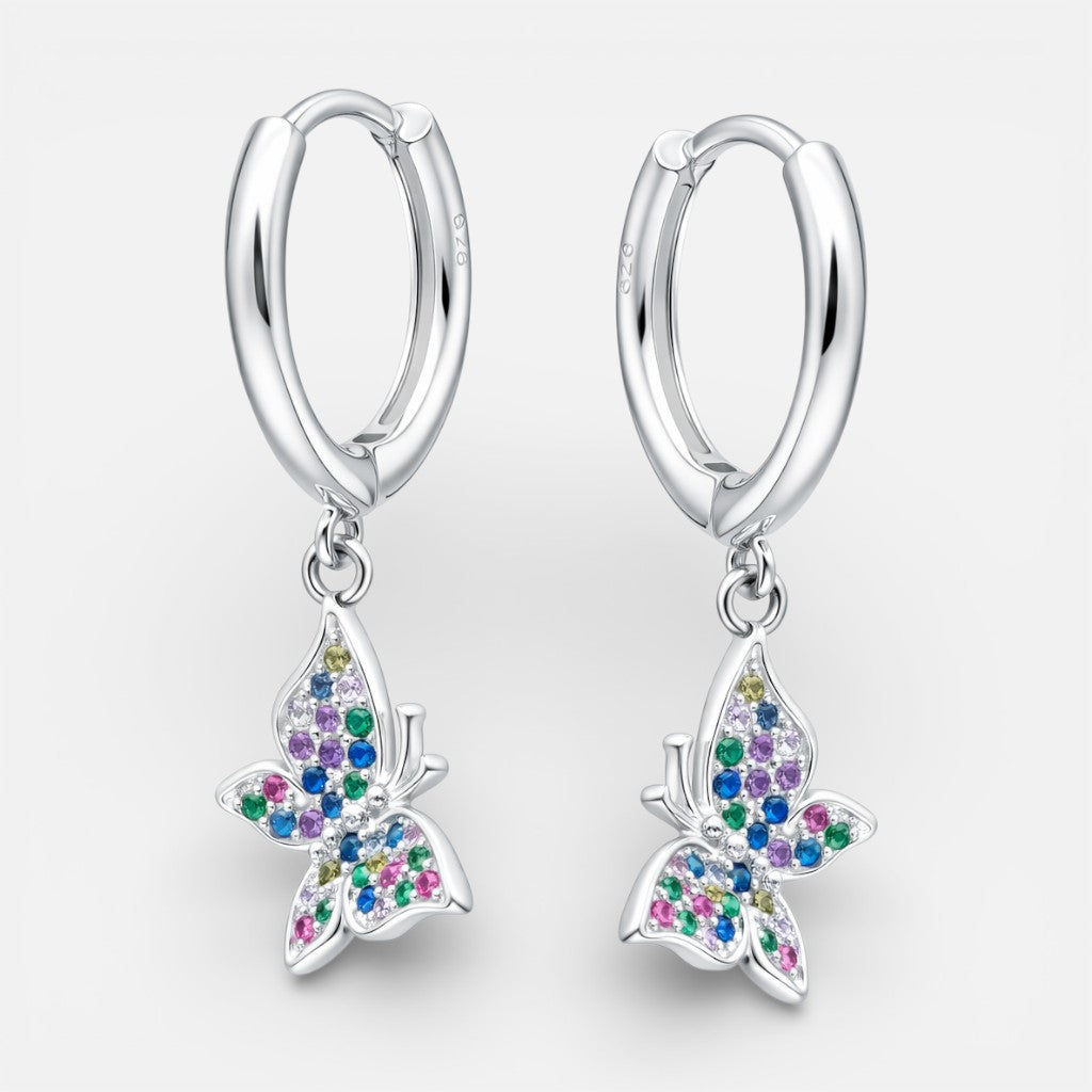 Argolla Huggie Mariposa Circones Multicolor 12 mm