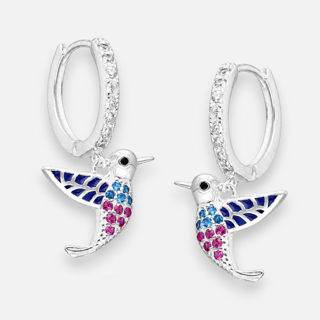 Argolla Huggie Colibrí Circones Multicolor 14 mm