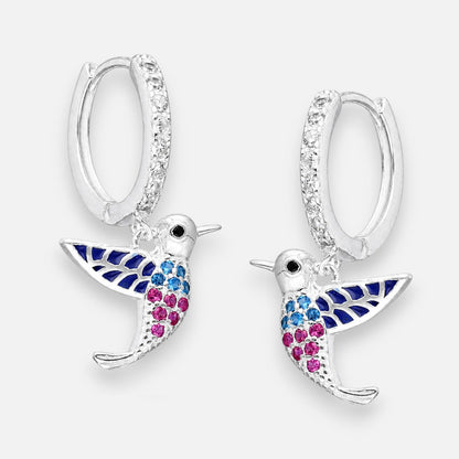 Argolla Huggie Colibrí Circones Multicolor 14 mm