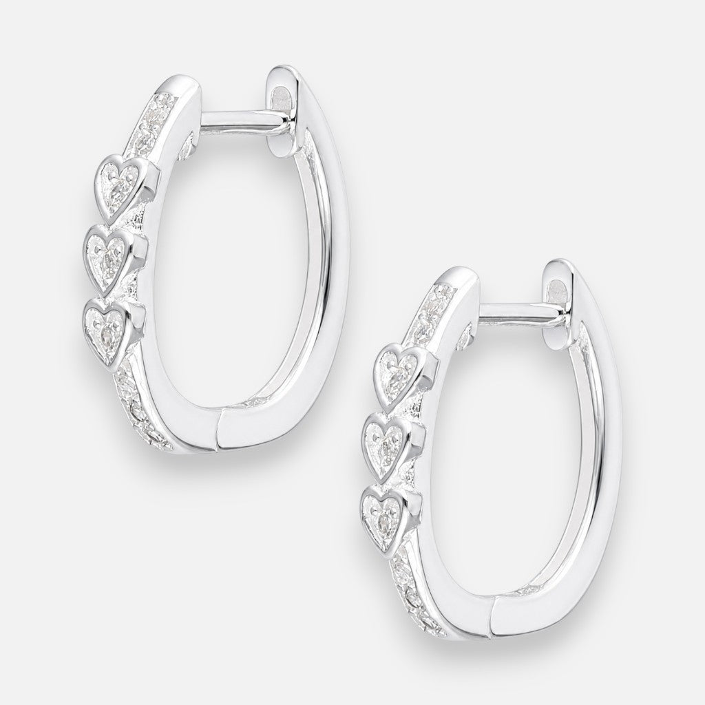 Argolla Huggie Ovalada Corazones Circones 16x14 mm