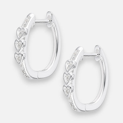 Argolla Huggie Ovalada Corazones Circones 16x14 mm
