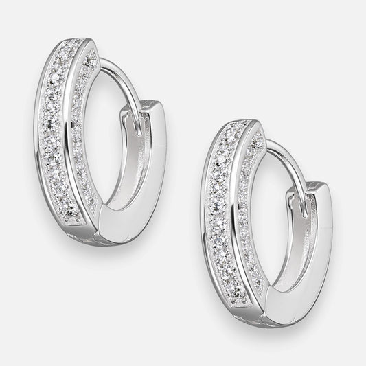 Argolla Huggie Circones Pavé 15 mm