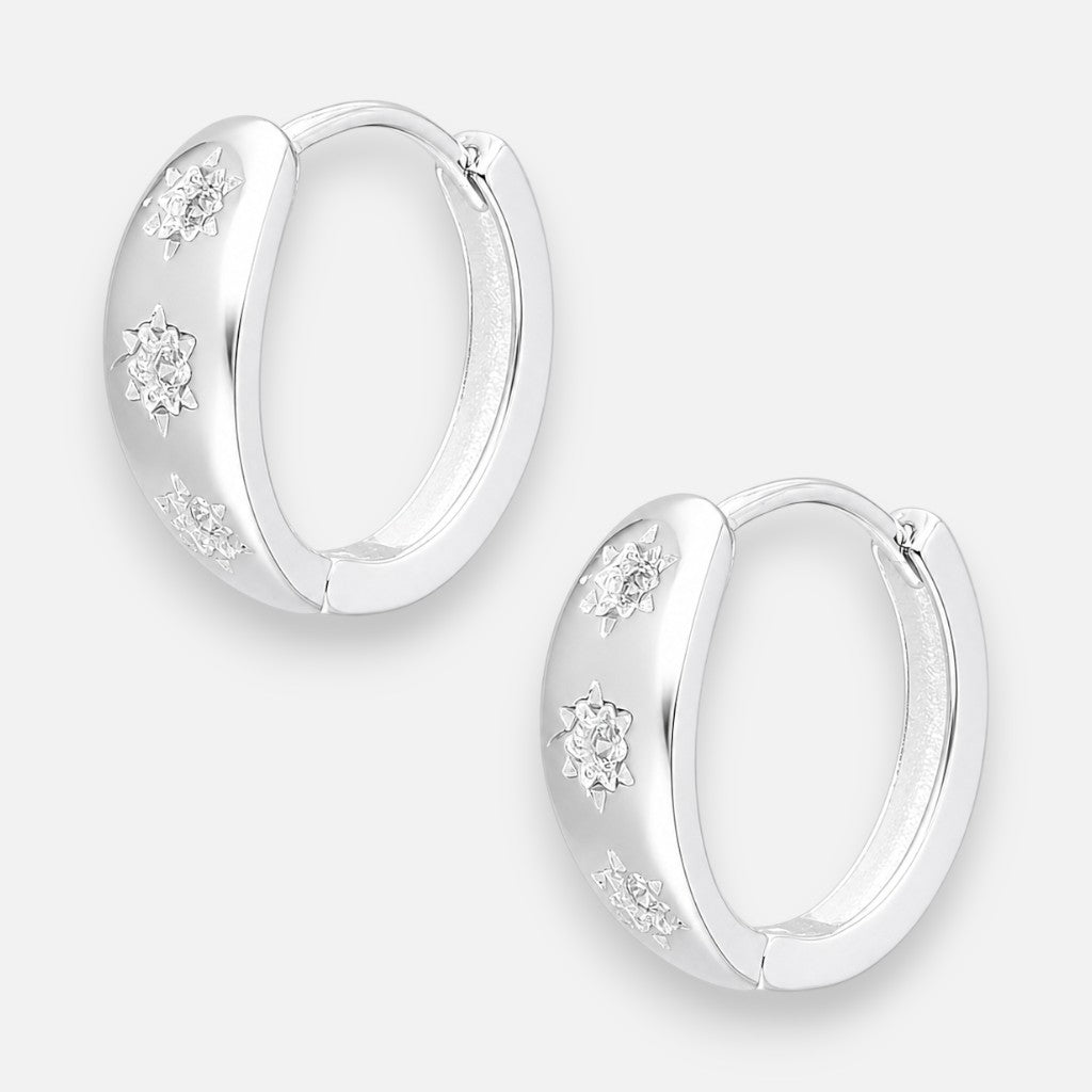 Argolla Huggie Estrellas Circones 14 mm