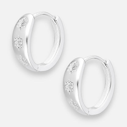 Argolla Huggie Estrellas Circones 14 mm