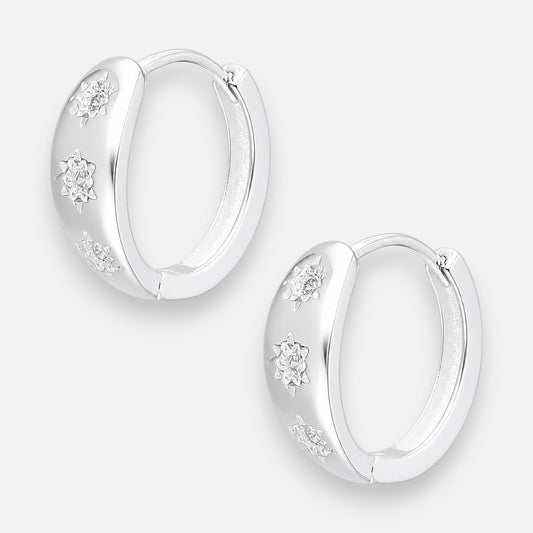 Argolla Huggie Estrellas Circones 14 mm