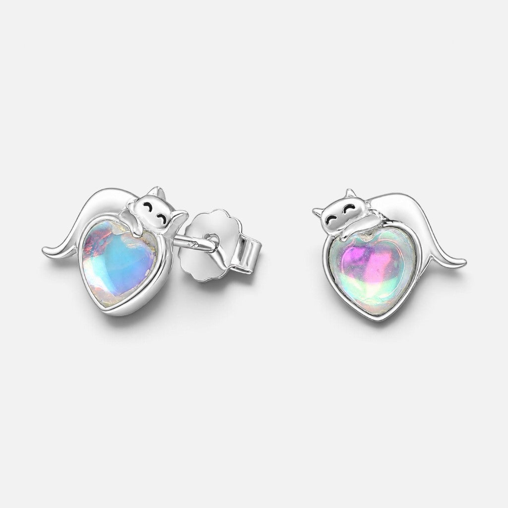Aro Gatito Corazón Piedra Luna