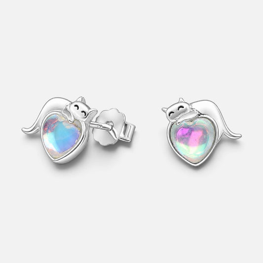 Aro Gatito Corazón Piedra Luna