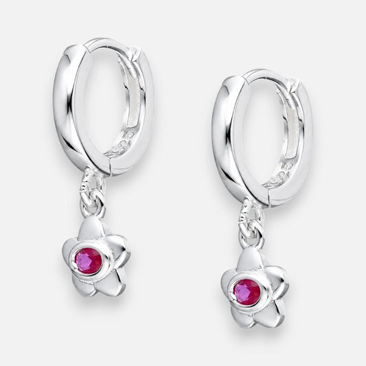 Argollas Huggie Flor Rubí 12 mm