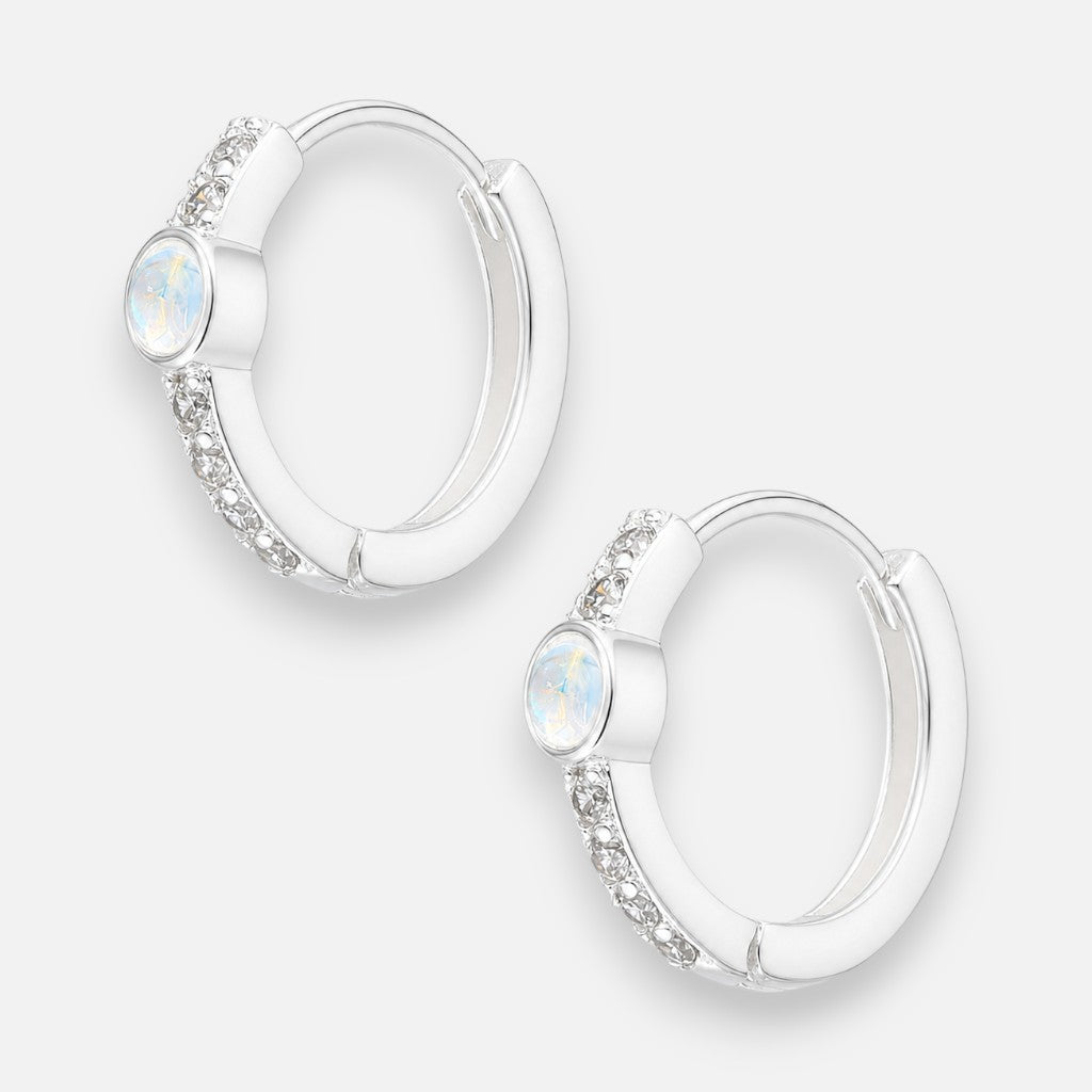 Argollas Huggie Piedra Luna Circones 15 mm
