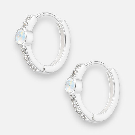 Argollas Huggie Piedra Luna Circones 15 mm