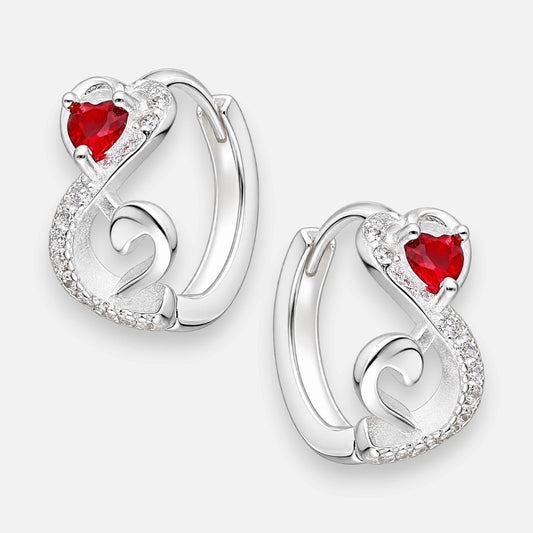 Argolla Huggie Corazones Infinito Circones Rubí