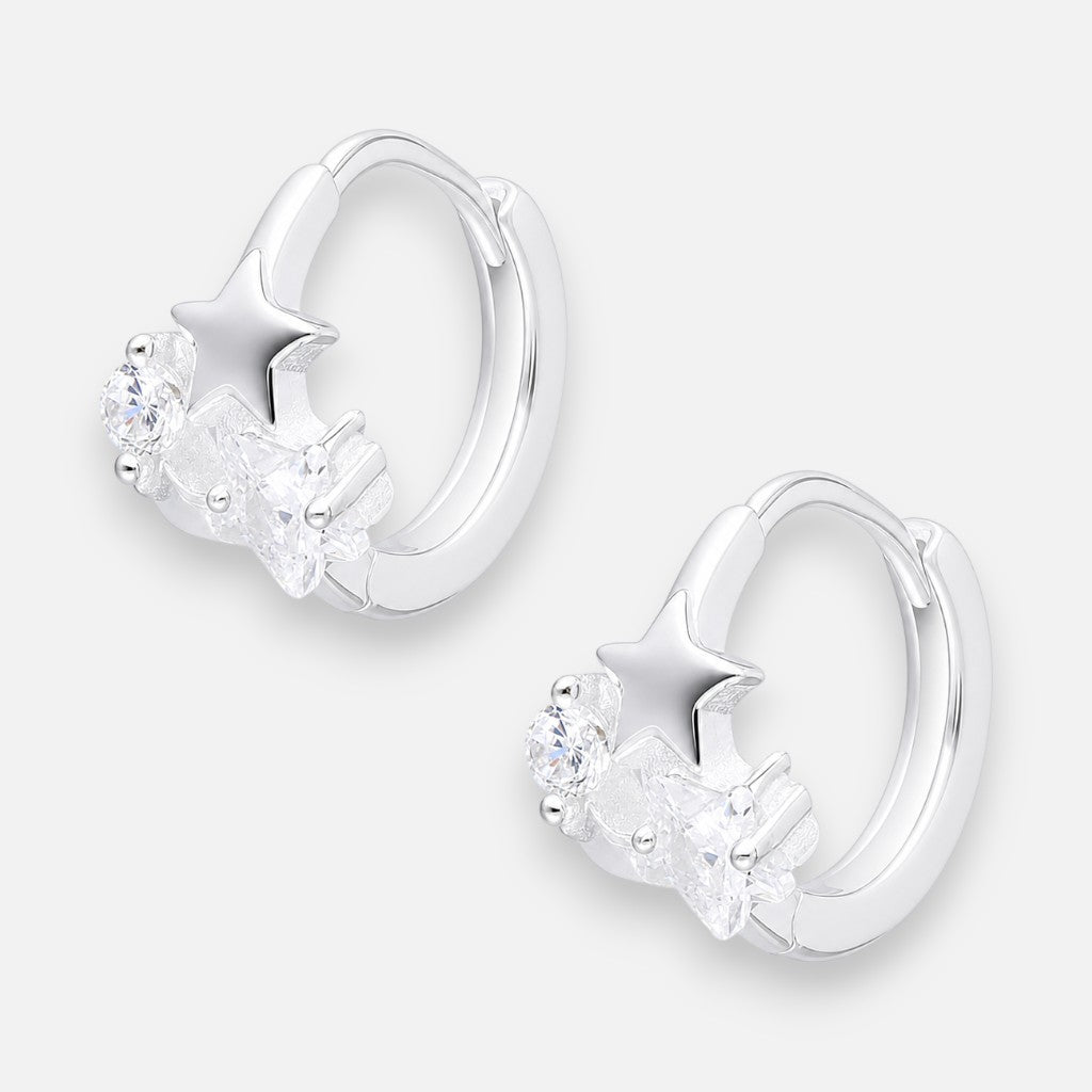 Argolla Huggie Estrellas Circones 12 mm