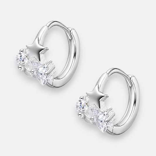 Argolla Huggie Estrellas Circones 12 mm