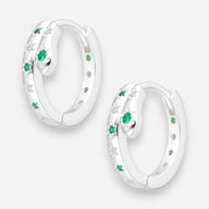 Argollas Huggie Serpiente Circones Esmeralda 14 mm