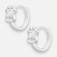 Argolla Huggie Patita Piedra Luna 12 mm